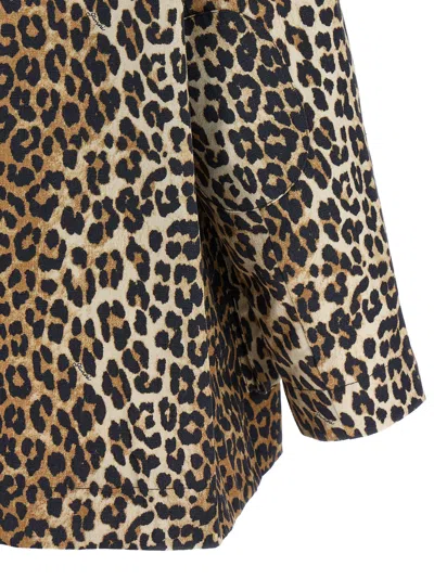Shop Ganni 'leopard Printed Canvas Midi' Jacket