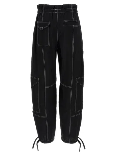 Ganni Straight Leg Cargo Pants In Black