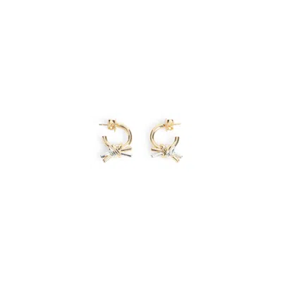 Bottega Veneta Intertwined Brass Hoop Earrings With Decorative Knot