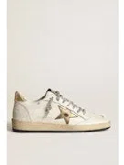Golden Goose Ball Star Sneakers With Gold Star And Heel Tab