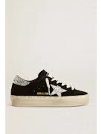 Golden Goose Hi Star Suede Sneakers With Glittered Star And Heel Tab In Black