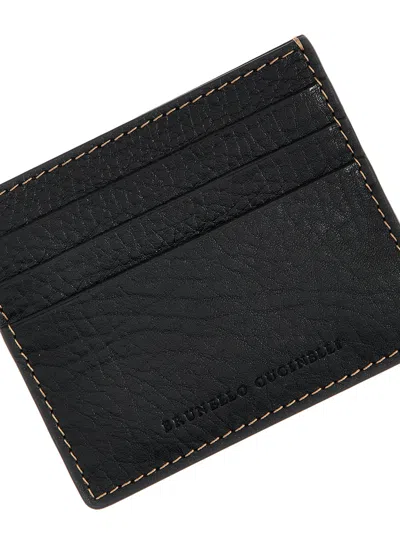 Brunello Cucinelli Compact Textured Cardholder Contrast Stitching