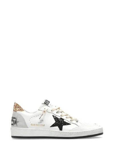 Golden Goose Ballstar Leather Upper And Toe Glitter Star And Heel Suede Spur Shoes
