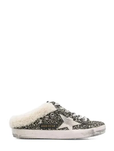 Golden Goose Super-star Sabot Glitter Upper Suede Star Shearling Lining In Metallic