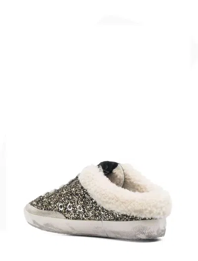 Golden Goose Super-star Sabot Glitter Upper Suede Star Shearling Lining In Metallic