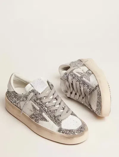 Golden Goose Deluxe Brand Stardan Glitter Lace-up Sneakers In White