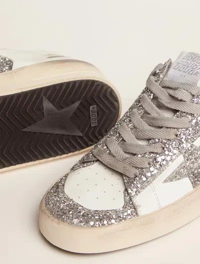 Golden Goose Deluxe Brand Stardan Glitter Lace-up Sneakers In White