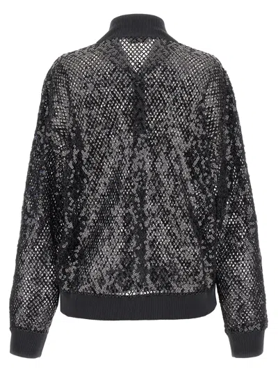 Brunello Cucinelli Dazzling Net Embroidery Sweaters And Cardigans Gray