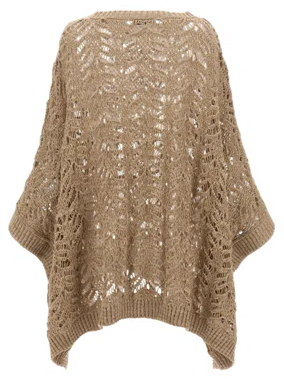 Brunello Cucinelli Foliage Lace Capes Beige In Brown