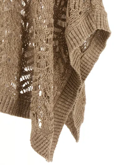 Brunello Cucinelli Foliage Lace Capes Beige In Brown