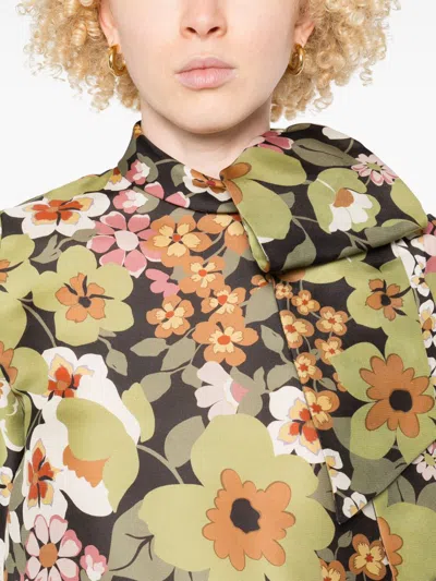 Celine Women Printed Silk Shirt In Black