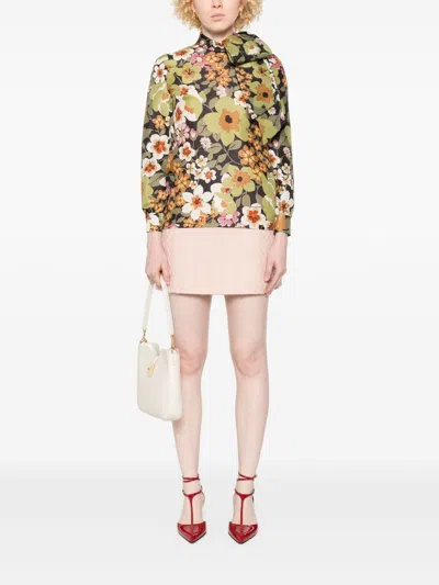 Celine Women Printed Silk Shirt In Black
