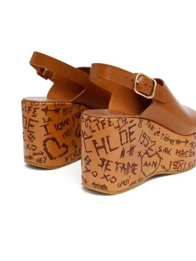 Chloé Womens Chloe Maxime Platform-sole Leather Wedges