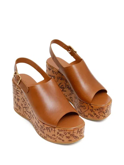 Chloé Womens Chloe Maxime Platform-sole Leather Wedges