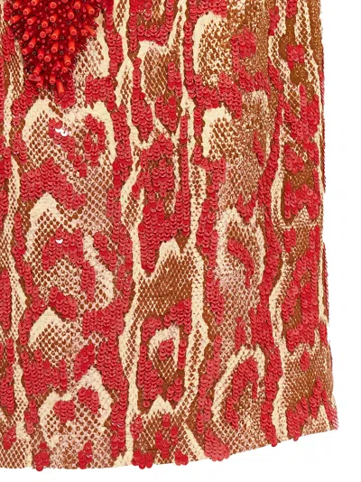 Dries Van Noten Sleeveless V-neck Animal Print Sequin Trim Top