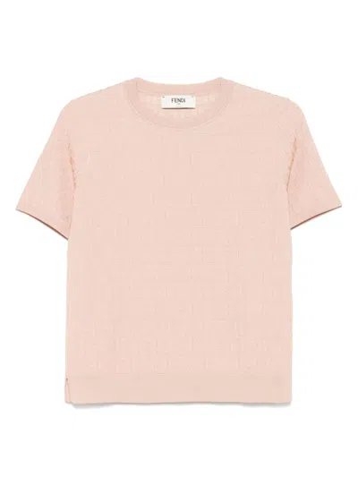 Fendi Peach Crewneck Cropped T-shirt
