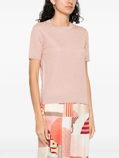 Fendi Peach Crewneck Cropped T-shirt