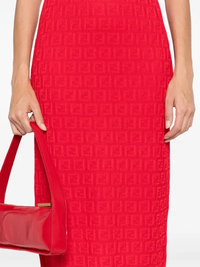 Fendi Ff Cotton And Viscose Fitted Midi Dress