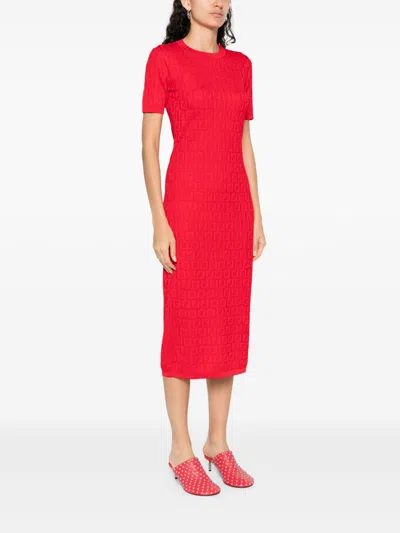 Fendi Ff Cotton And Viscose Fitted Midi Dress