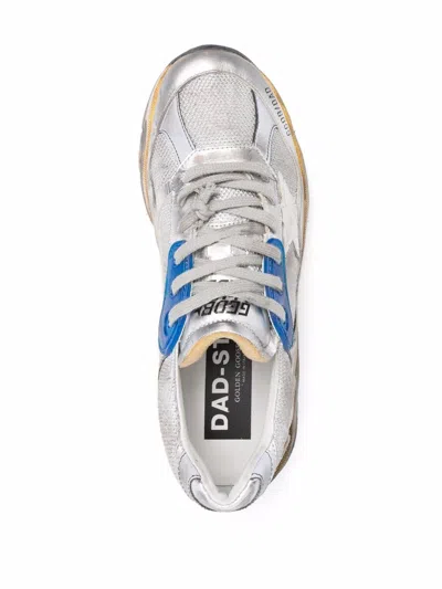Golden Goose Women Running Dad Net And Laminated Upper Leather Star Laminated Spur Distressed