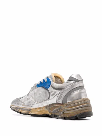 Golden Goose Women Running Dad Net And Laminated Upper Leather Star Laminated Spur Distressed