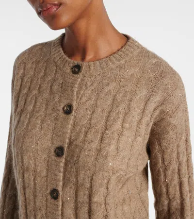 Brunello Cucinelli 'rustic Dazzling Net' Cardigan In Brown