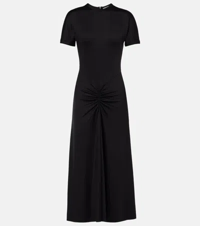Victoria Beckham Womens Gathered Short-sleeve Stretch-woven Midi Dress Black