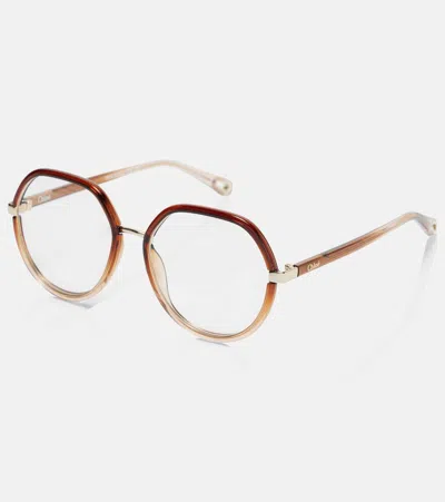 Chloé Geometric Frame Flat Mirror In Brown