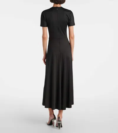 Victoria Beckham Womens Gathered Short-sleeve Stretch-woven Midi Dress Black
