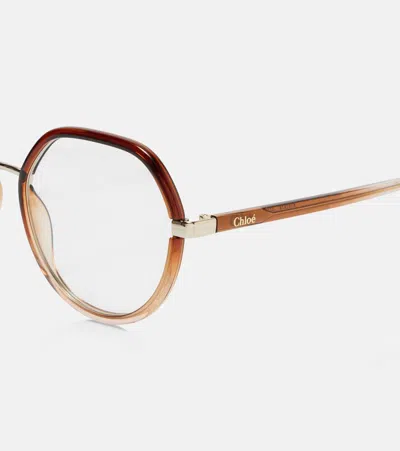 Chloé Geometric Frame Flat Mirror In Brown