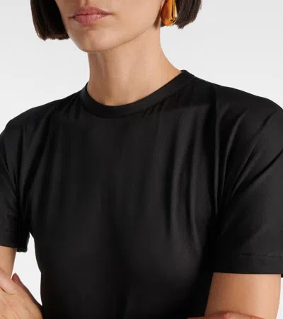 Victoria Beckham Womens Gathered Short-sleeve Stretch-woven Midi Dress Black