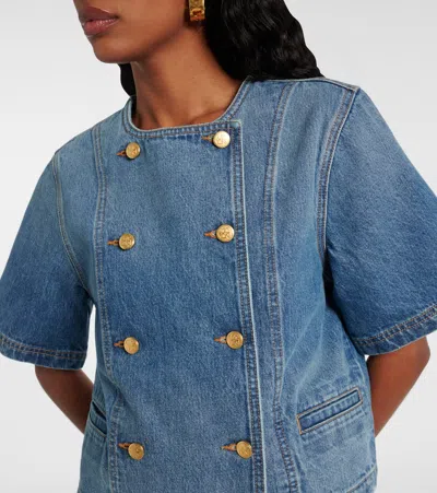 Ulla Johnson The Serge Short Sleeve Jacket In Danube In Blue