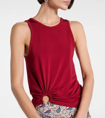 Rabanne Stretch Viscose Top Metal Embellishments In Red