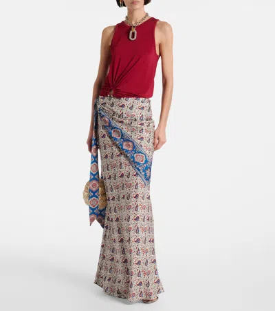 Rabanne Stretch Viscose Top Metal Embellishments In Red