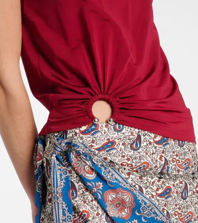 Rabanne Stretch Viscose Top Metal Embellishments In Red