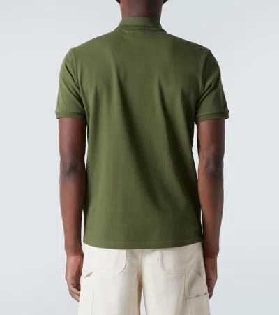 Moncler Embroidered Logo Cotton Piquet Polo Shirt In Green