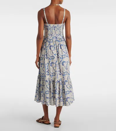 Ulla Johnson Nadine Floral Cotton-blend Midi Dress In Blue