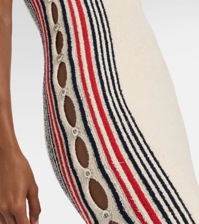 Rabanne Scoop-neck Stripe Button-side Maxi Dress