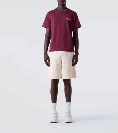 Moncler Logo Cotton Jersey T-shirt In Burgundy