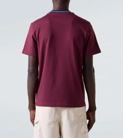 Moncler Logo Cotton Jersey T-shirt In Burgundy