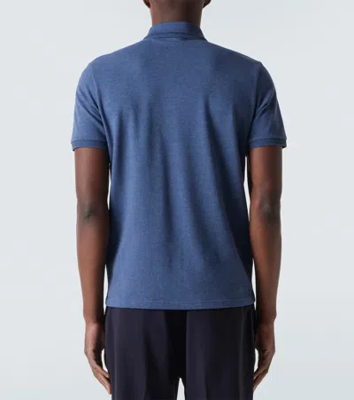 Moncler Blue Tricol-trimmed Pique Polo Shirt