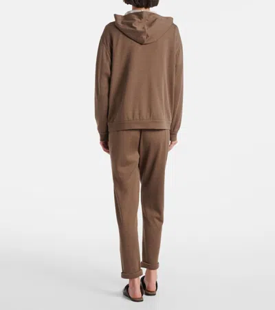 Brunello Cucinelli Brown Sweatshirt With Fixed Hood And Monil Detail On The Sleeve