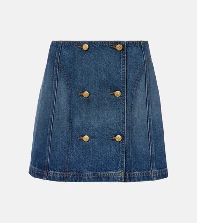 Ulla Johnson Clara Mini Denim Skirt In Danube In Brown