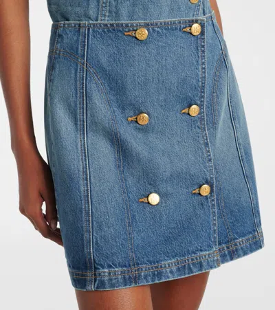 Ulla Johnson Clara Mini Denim Skirt In Danube In Brown