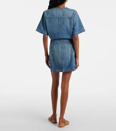 Ulla Johnson Clara Mini Denim Skirt In Danube In Brown