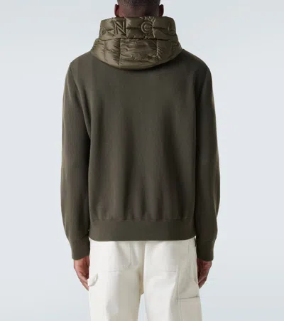 Moncler Mens Olive Hybrid Tricot Hooded Wool Knit Cardigan In Green