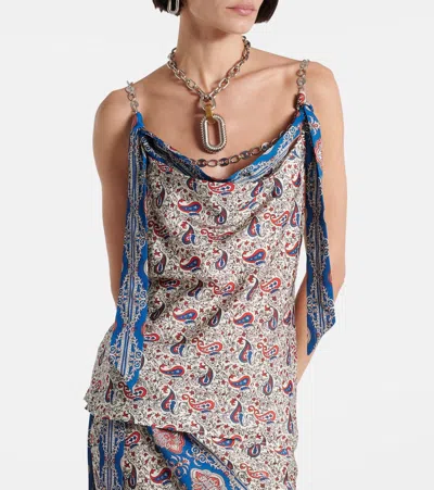 Rabanne Paisley-print Satin Top In Bandana Cream
