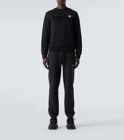 Moncler Logo Patch Cotton Sweatshirt In Black