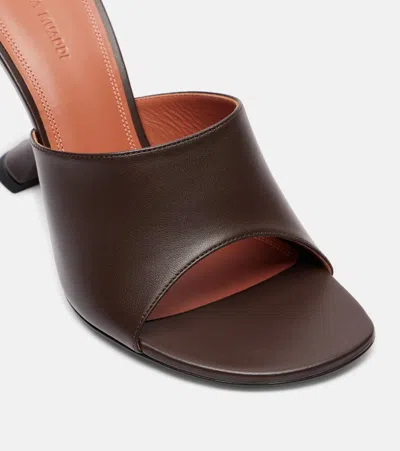 Amina Muaddi Coffee Nappa Leather Taylor Slipper 90 Sandals In Burgundy