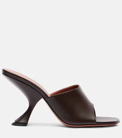 Amina Muaddi Coffee Nappa Leather Taylor Slipper 90 Sandals In Burgundy